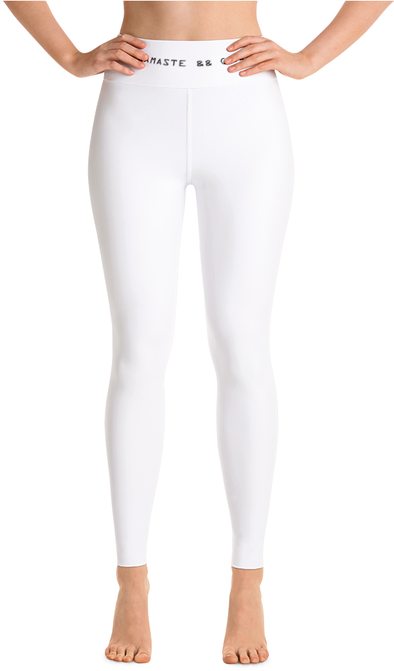 Namaste && Code Yoga Pants - White Yoga Pants Template (1000x1000), Png Download