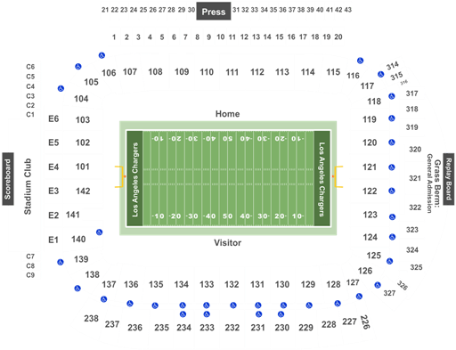 Baltimore Ravens At Stubhub Center , Carson California - Stubhub Center Section 123 Row X (525x405), Png Download