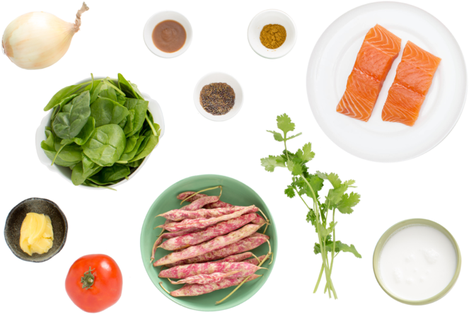 Seared Salmon & Tomato Chutney With Cranberry Bean - Sashimi (700x477), Png Download