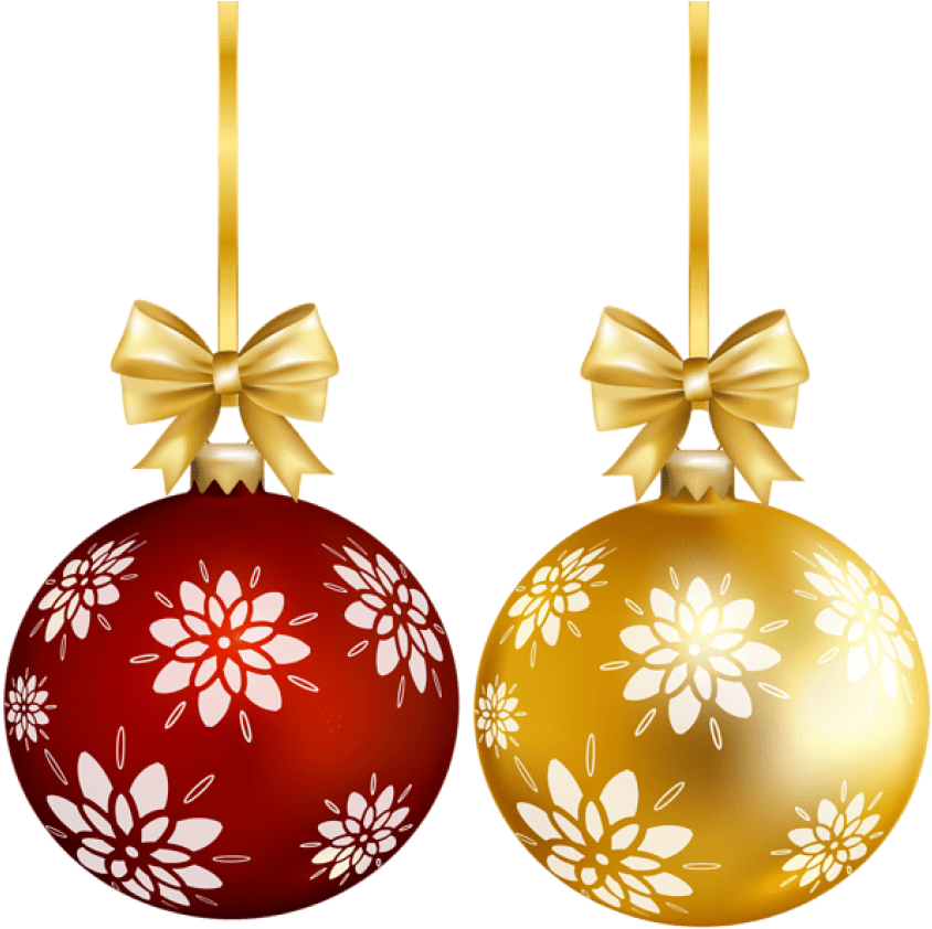 Red Gold Christmas Ball Png Transparent Clip Art - Christmas Ball Png Transparent (600x596), Png Download