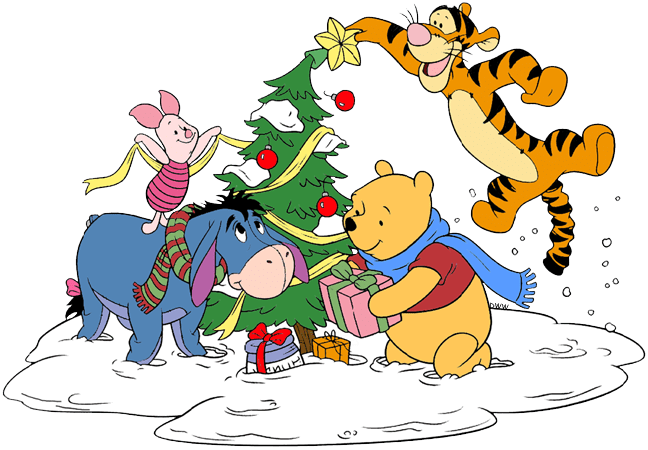 Eeyore Christmas Clipart 5 By Allison - Winnie The Pooh Christmas Clipart (648x450), Png Download