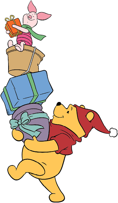 Piglet Winnie The Pooh Walt Company Clip - Christmas Winnie The Pooh Pig (389x670), Png Download