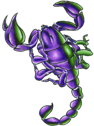 Purple Ink Scorpio Tattoo Design - Scorpio Tattoo Png (330x450), Png Download