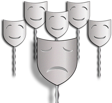 Masks Faces Mourning Joy Bullying Exclusio - Mobbing (453x340), Png Download