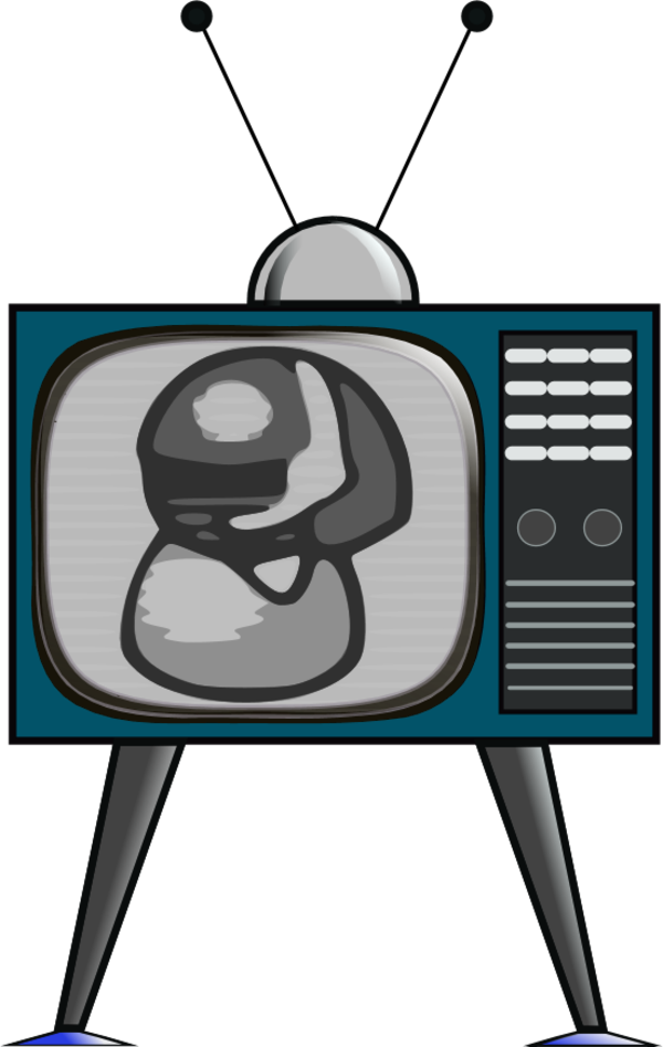 Television Tv Old Antenna Black And White - Colour Tv Clipart (600x947), Png Download