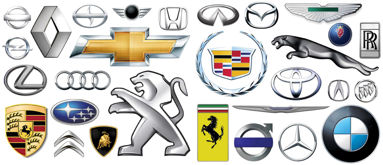Cars Logo Brands Transparent Image - Car Logo Steering Wheel (1280x552), Png Download