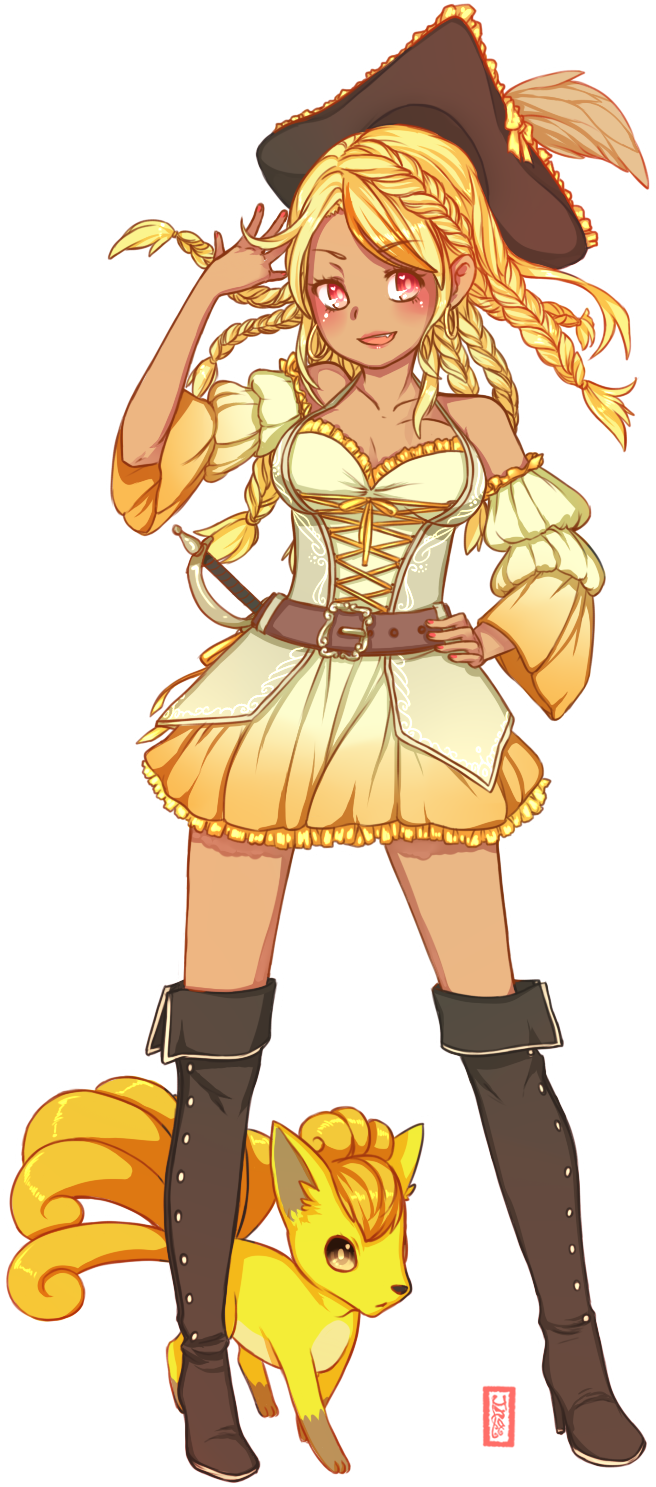 Custom Ninetales Gijinka By Inanagi (697x1500), Png Download