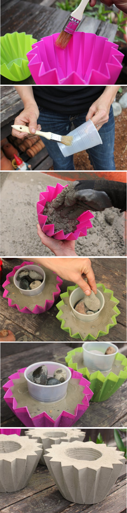 Diy Concrete Planters (425x1715), Png Download