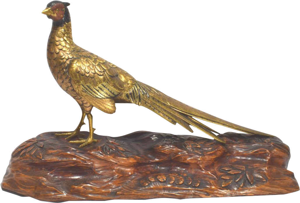 Large Gilt Bronze Figure Of A Pheasant On The Original (1028x1028), Png Download