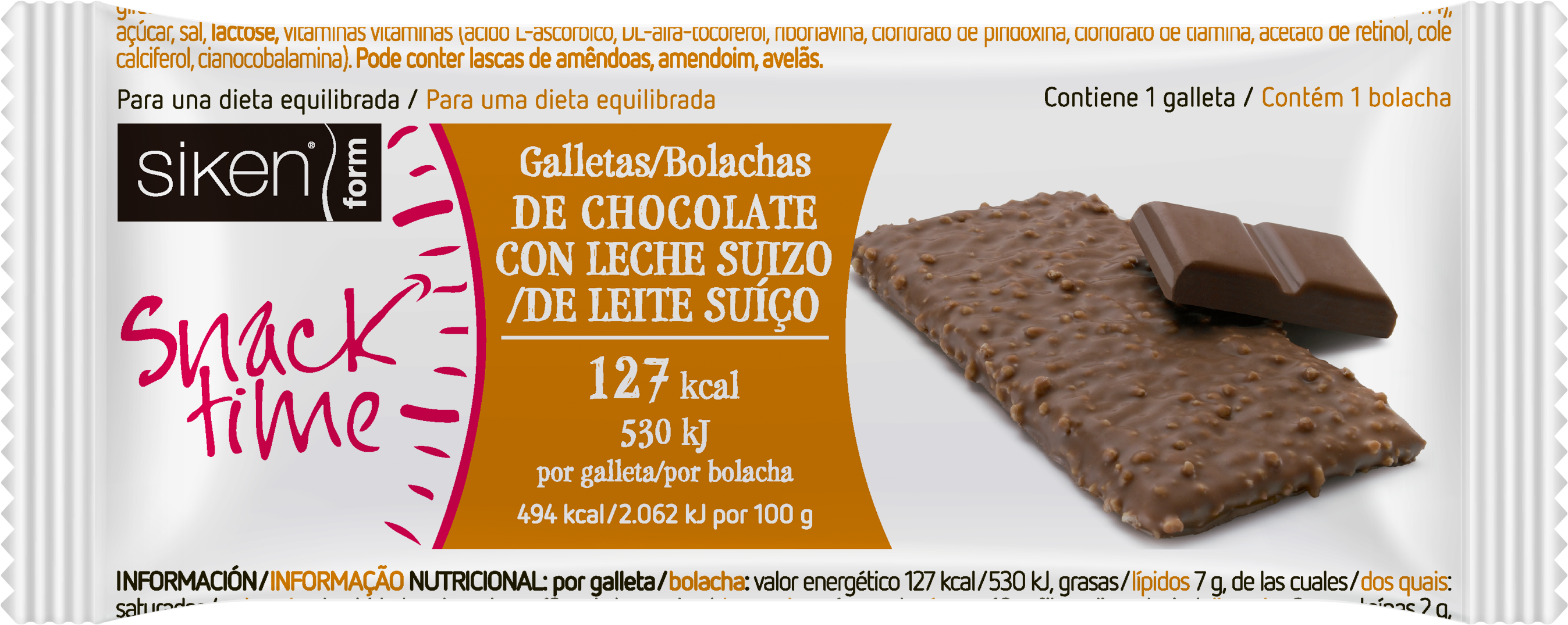Siken Form Galletas Chocolate Con Leche-8424657105529 (2953x1398), Png Download
