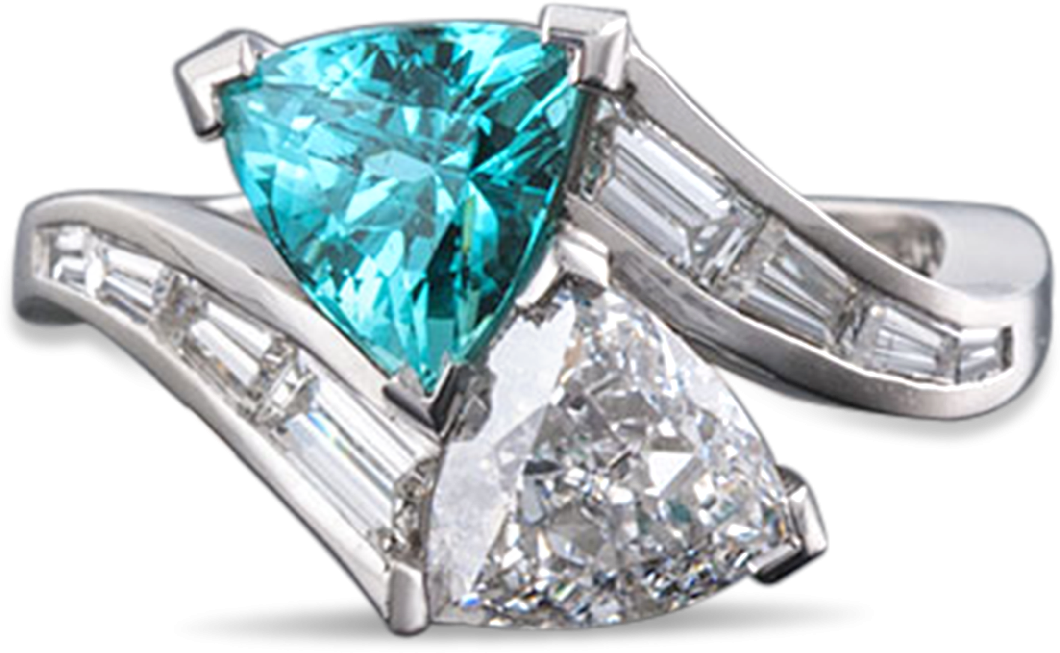 Paraiba Tourmaline And Diamond Bypass Ring, (2500x2000), Png Download
