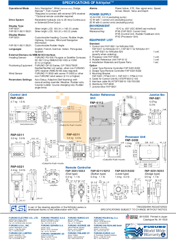 Furuno Other Fap-50 Auto Pilot Pdf Page Preview (595x842), Png Download
