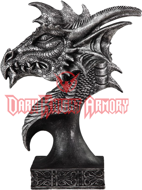 Black Dragon Head Pedestal Statue (625x625), Png Download