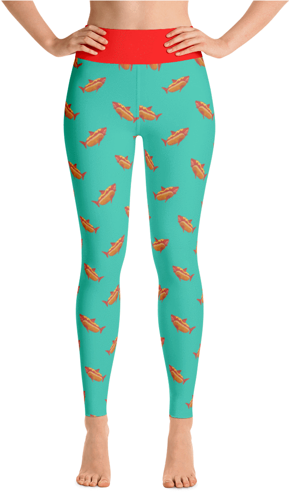 Hotdog Shark Yoga Leggings (1000x1000), Png Download