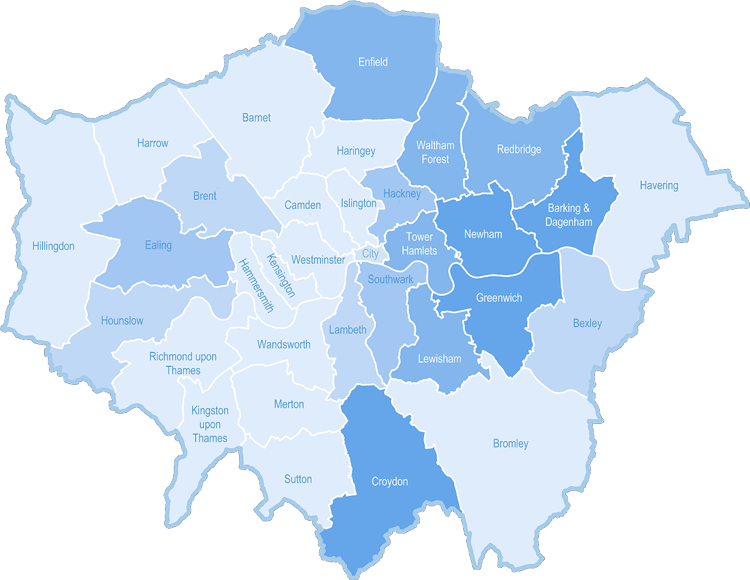 Central London, North London, South London , East London, (750x580), Png Download
