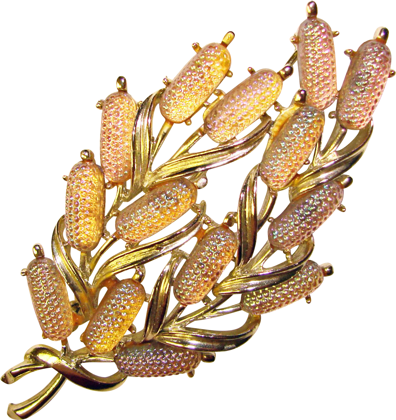 Fabulous Coro Carnival Cattails Stones Vintage Brooch (1352x1352), Png Download