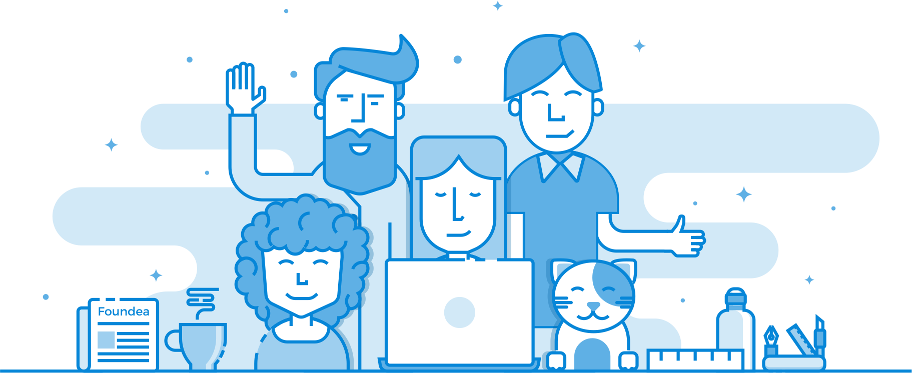Blue Our Team Flat Line (1823x746), Png Download
