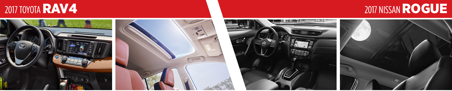 Compare 2017 Toyota Rav4 Vs Nissan Rogue Interior (1500x305), Png Download