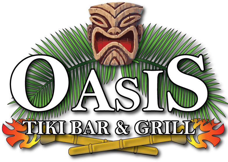 Oasis Tiki Bar And Grill Logo (792x612), Png Download
