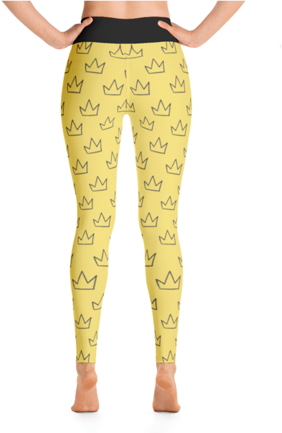 Basquiat Samo Crown Pattern High Waist Leggings (620x620), Png Download