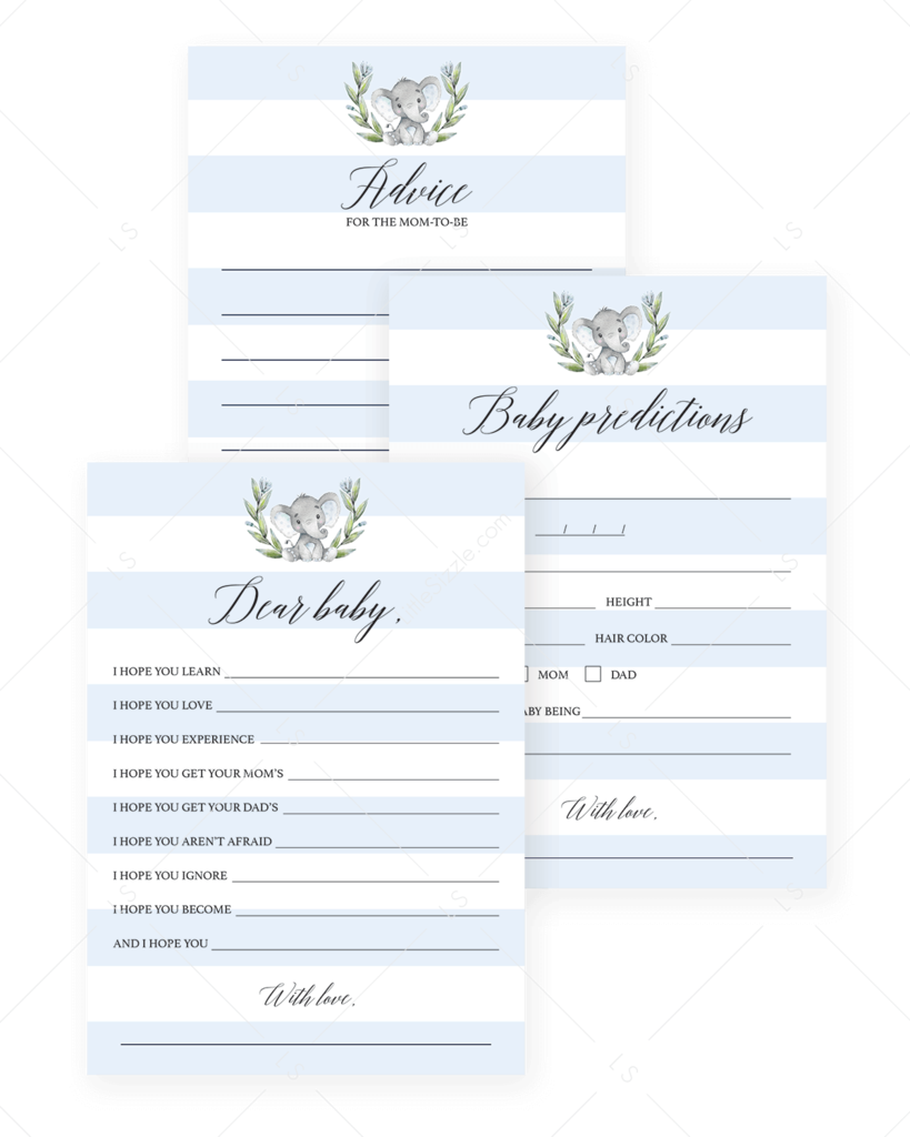 Elephant Baby Shower Printable Games By Littlesizzle (819x1024), Png Download