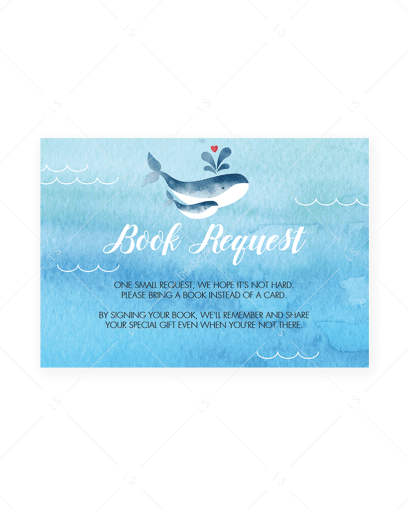 Blue Whale Baby Book Request Card By Littlesizzle (819x1024), Png Download