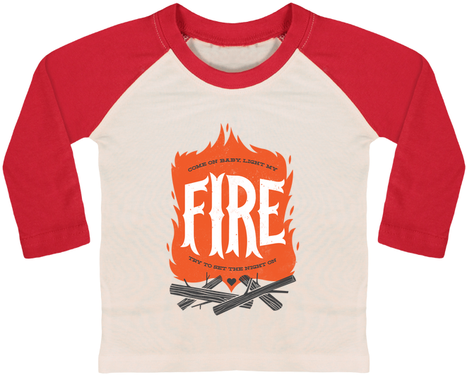 T-shirt Bébé Baseball Manches Longues Fire Par Chriswharton (690x850), Png Download