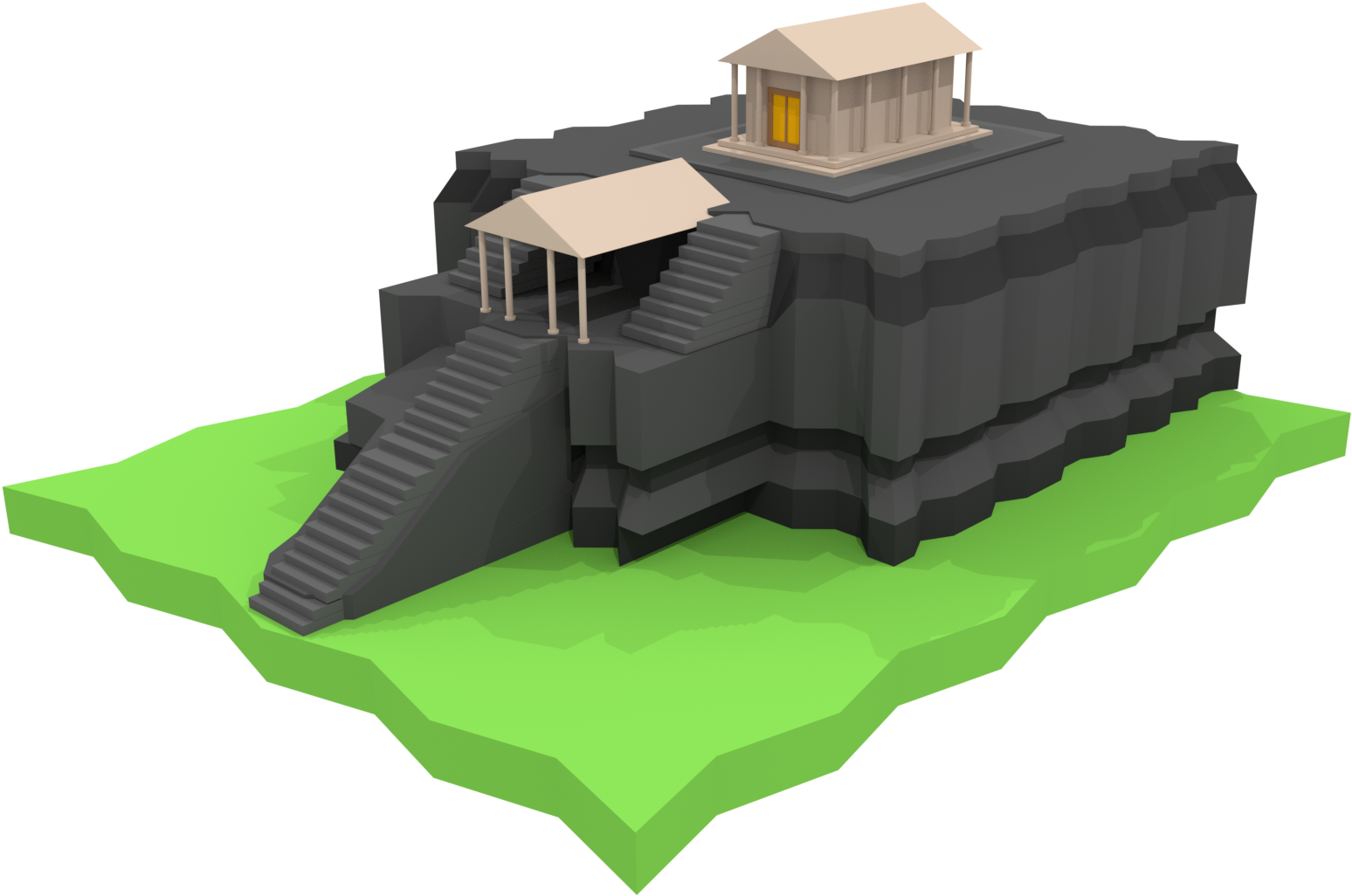 Ancient Temple A 3d Model Made In Blender (1920x1080), Png Download