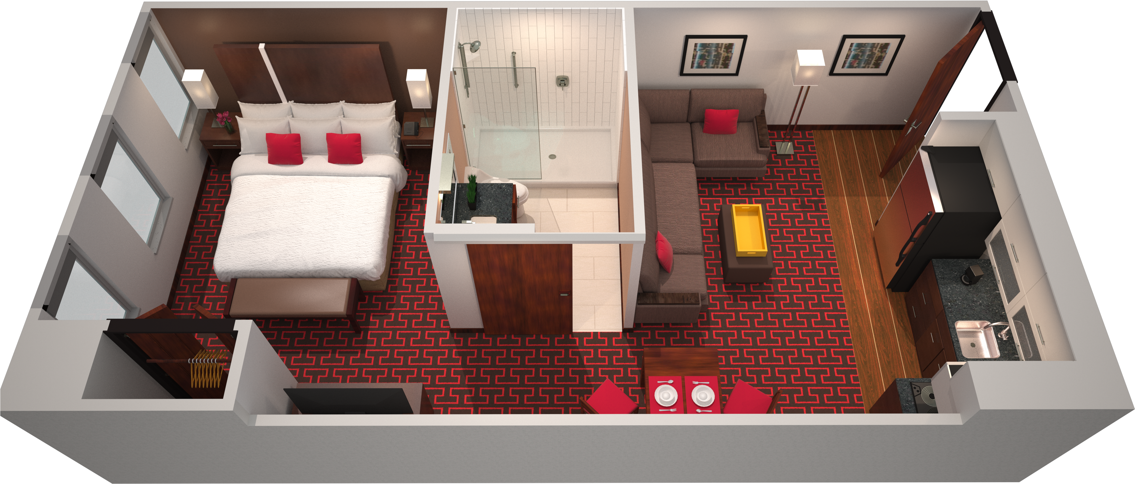 Homewood Suites Denver Convention Center Urban Studio (4000x1875), Png Download