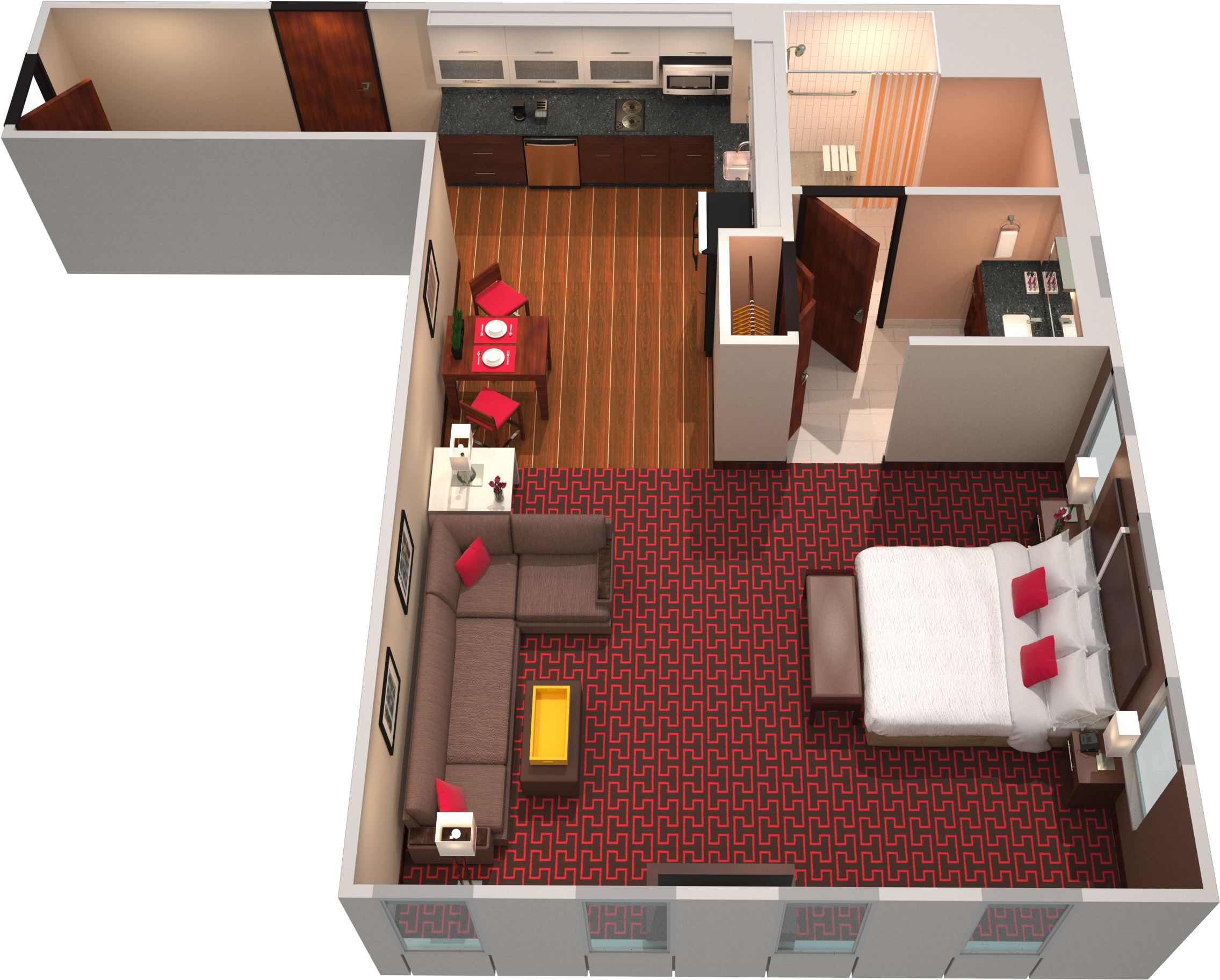 Homewood Suites Denver Convention Center Large Studio (4000x1894), Png Download
