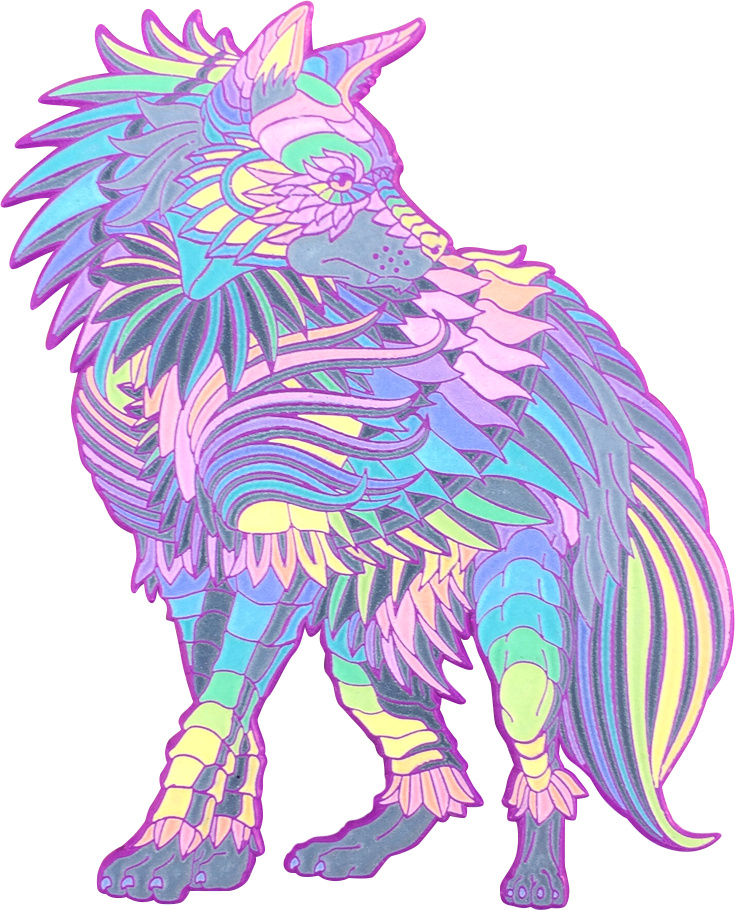 Rainbow Pastel Hyena (735x910), Png Download
