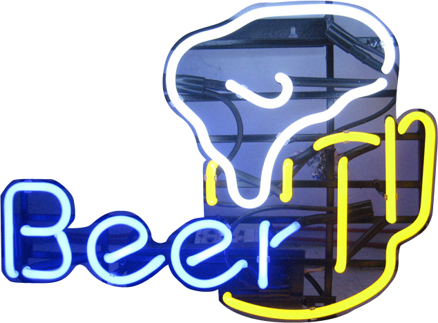 Beer Neon Sign - Neon Beer Sign Png (634x467), Png Download