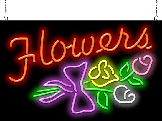Flowers Neon Sign Gf 40 14 Jantec Neon - Flowers Neon Sign (550x413), Png Download