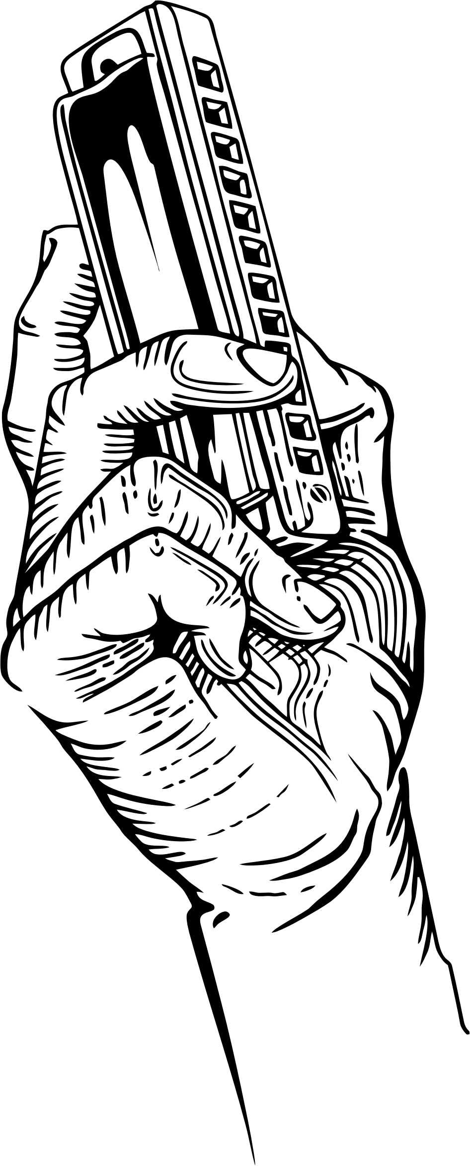 This Free Icons Png Design Of Hand Holding Harmonica (946x2344), Png Download