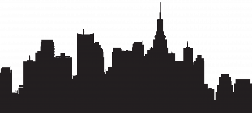 New York Skyline Silhouette Transparent (817x368), Png Download