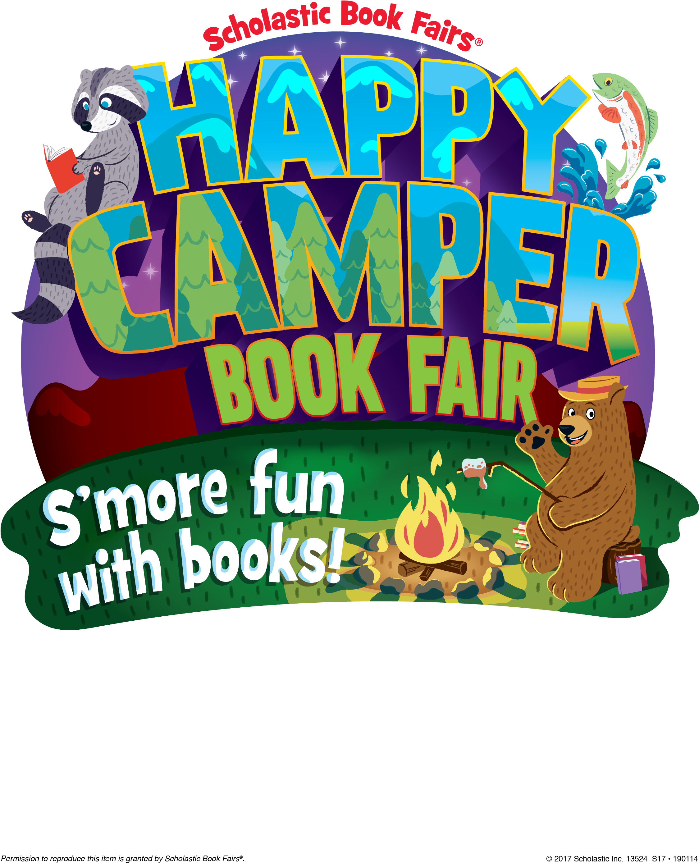 190114 Happy Camper Book Fair Clip Art Logo - Library (2550x3300), Png Download