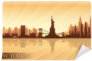 New York City Skyline Detailed Silhouette Wall Mural - Battoo Wall Decal New York City Nyc Skyline Cityscape (400x400), Png Download