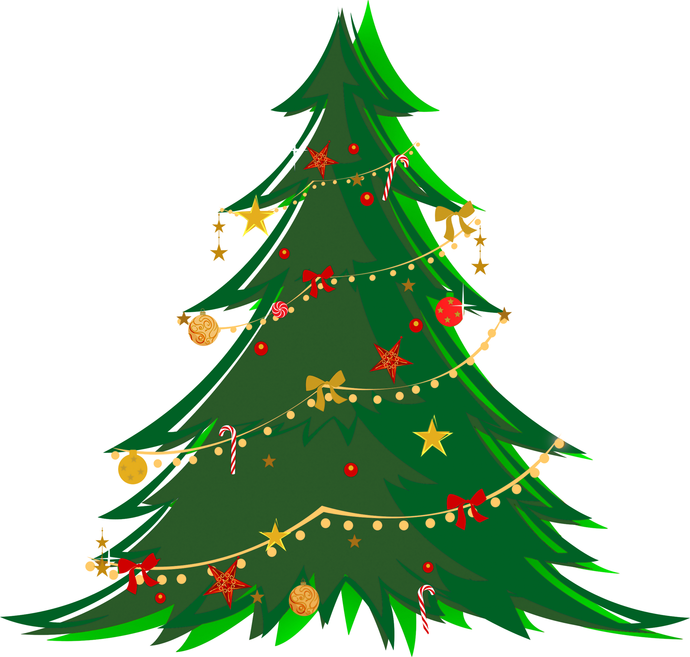 Christmas Lights Clipart Green Red - Christmas Tree With Santa (2300x2191), Png Download