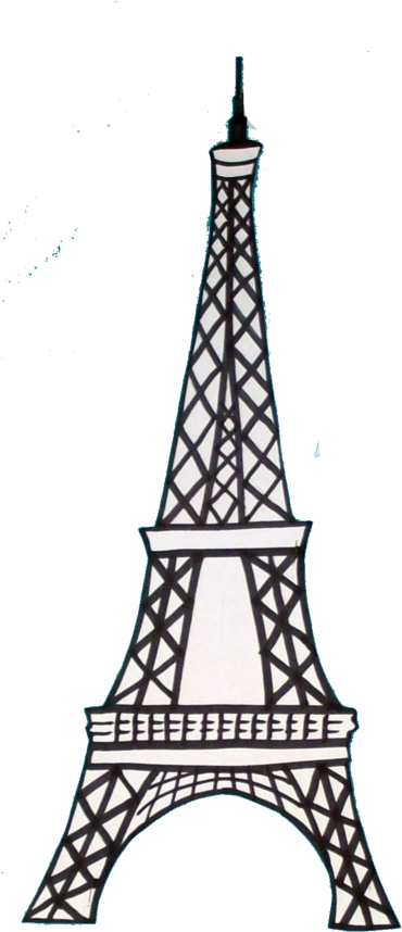 Drawn Eiffel Tower Outline - French Eiffel Tower Drawing (400x870), Png Download
