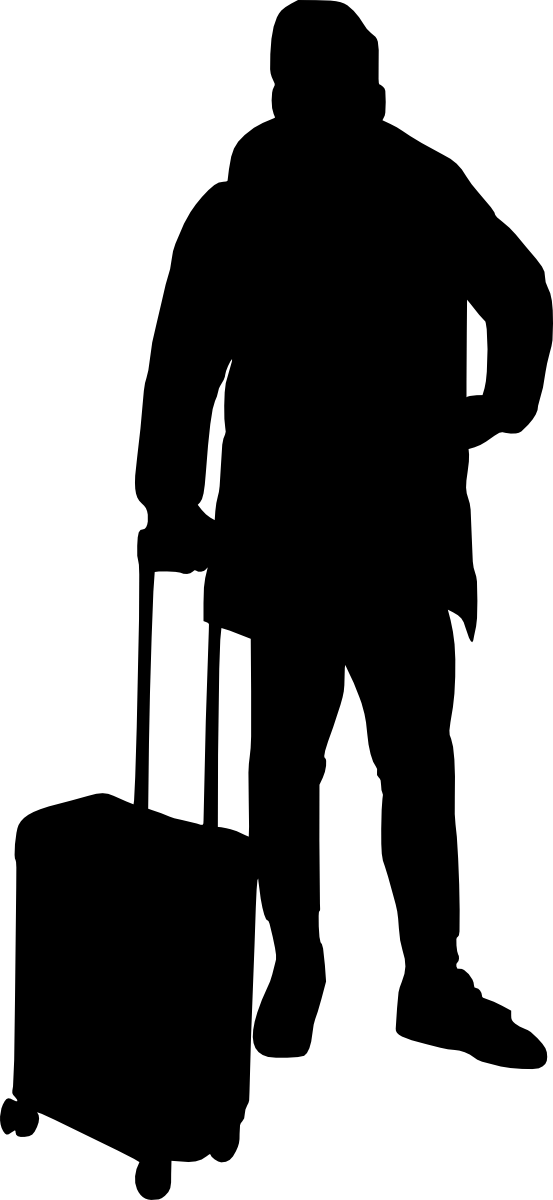Free Download - People Luggage Png Silhouette (553x1200), Png Download