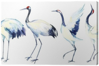 Watercolor Asian Crane Bird Set Canvas Print • Pixers® - Bird Crane (400x400), Png Download
