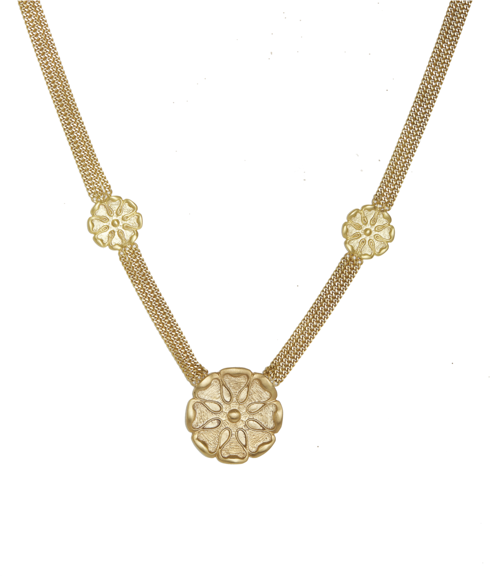 Medallion Triple Chain Necklace (1000x1132), Png Download