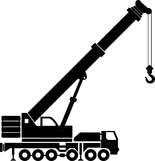 Png Free Crane Clipart Black And White - Truck Crane Clipart Black And White (530x552), Png Download