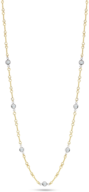 Roberto Coin Dog Bone Chain Necklace With Diamond Stations - Diamonds On A Chain (800x800), Png Download