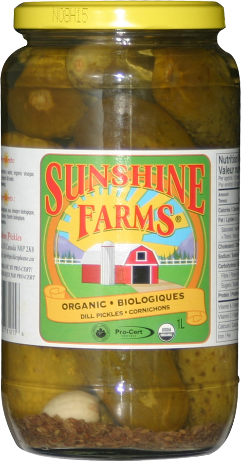 1l Organic Pickled Dill Pickles - Sunshine Farms Organic Whole Dill Pickles (1024x1024), Png Download