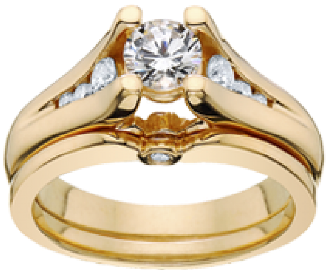 4356ew1/2r - 14k Yellow Gold Bridal Set .33tw + 1/2 Center Diamond (800x1040), Png Download