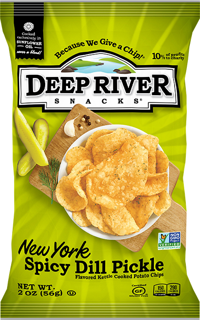 New York Spicy Dill Pickle Kettle Cooked Potato Chips - Deep River Snacks Potato Chips, Kettle Cooked, New (394x628), Png Download
