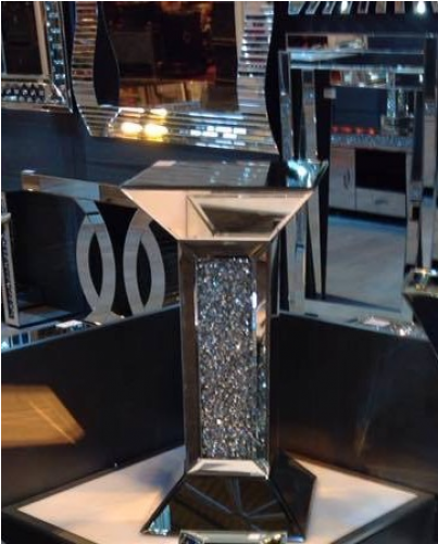 * New Diamond Crush Sparkle Crystal Mirrored Pedestal - Fangio Lighting Pedestal Lamp (500x500), Png Download