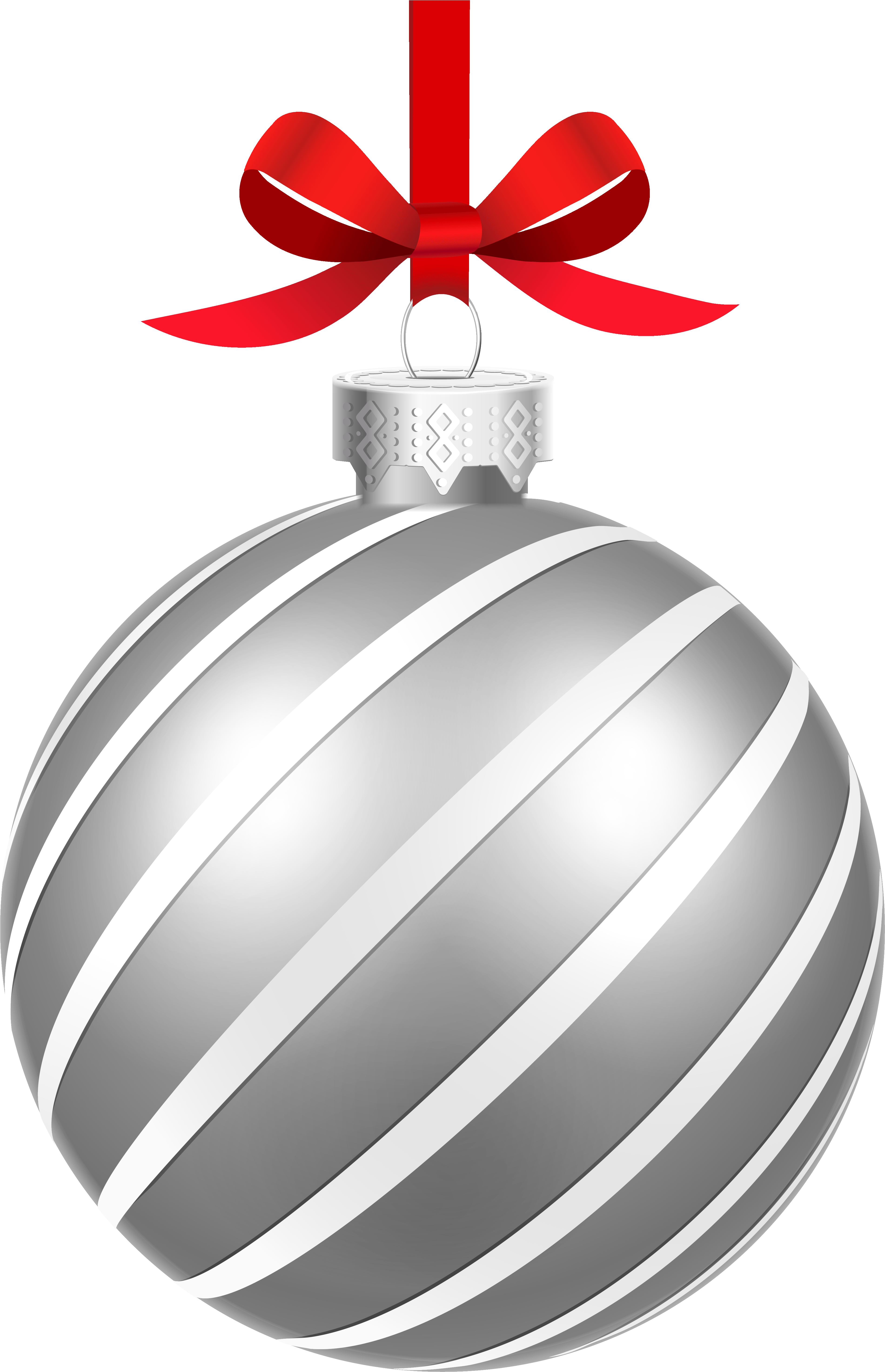Silver Striped Christmas Ball Png Clipart Image - Silver Christmas Ball Png (3991x6010), Png Download