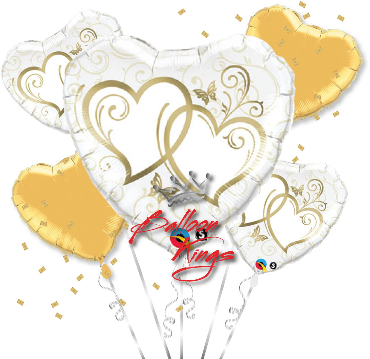 Entwined Gold Hearts Bouquet - Qualatex Entwined Hearts Foil Balloon (1280x1280), Png Download